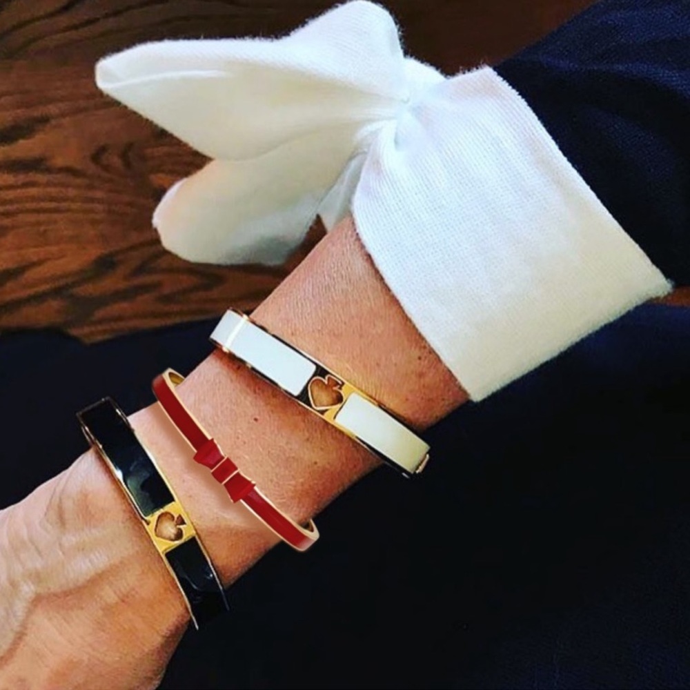 KATE SPADE • Red Take a Bow Bangle Stacking Layering Gold Bracelet - Picture 2 of 4
